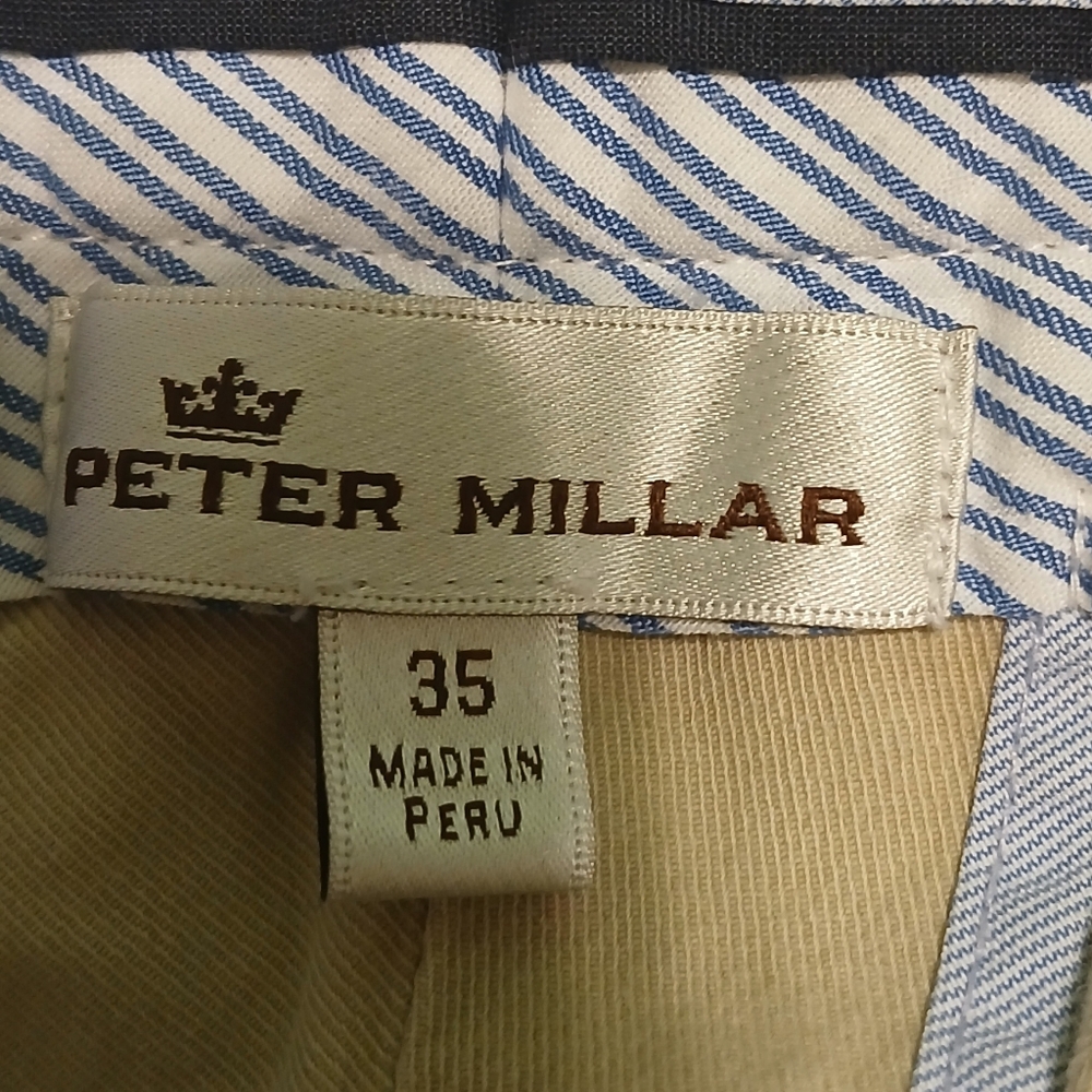 Peter Millar Flat Front Casual Tan Chino Pants Men's Size 35 X 30 - Picture 3 of 4